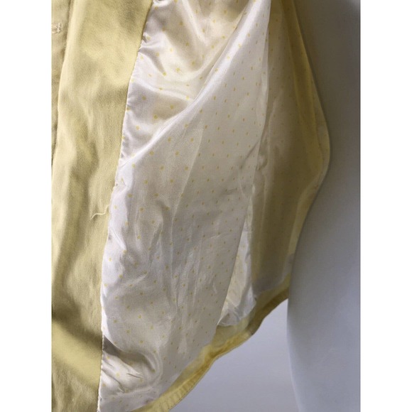 Cropped Yellow Jacket Sandro Sz M Button Front Coat 3/4 Sleeve Ruffle Neckline - Picture 7 of 9